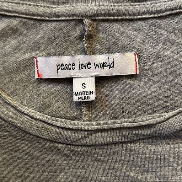 peace love world white flowy boho top “I Believe” NWOT S - Picture 7 of 12